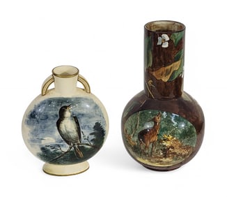 TWO HANDPAINTED VASES