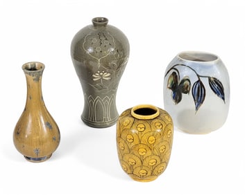 FOUR ART POTTERY VASES