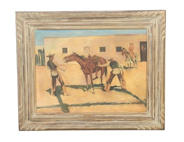 "HIS FIRST LESSON" AFTER FREDERIC REMINGTON (1861-1909)