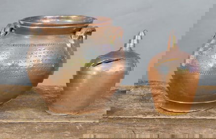 POTTERY BANK AND JAR