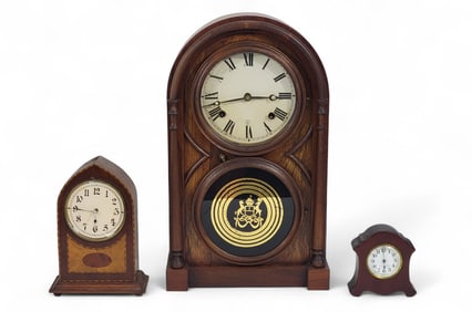 THREE SHELF CLOCKS