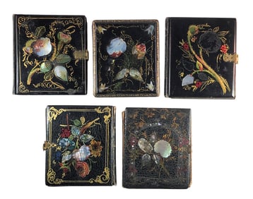 FIVE SIXTH PLATE DAGUERREOTYPES IN INLAID CASES