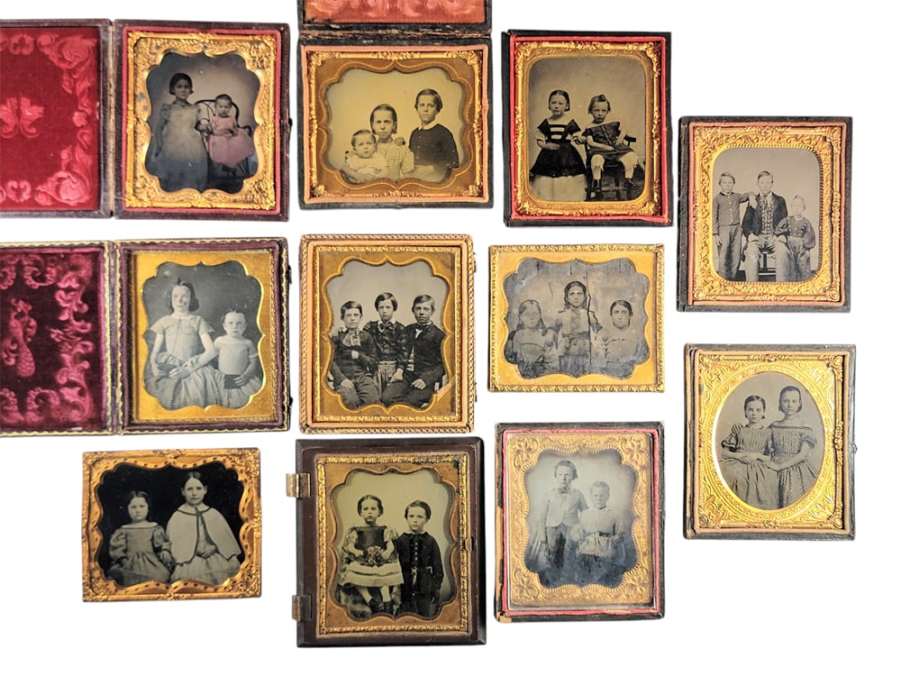 ELEVEN SIXTH PLATE PHOTOGRAPHS OF YOUNG CHILDREN: Includes one daguerreotype, the rest being ambrotypes and tintypes. Provenance: The Collection of Dr. Virginia Gunn, Wooster, Ohio.