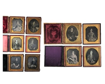 TEN SIXTH PLATE DAGUERREOTYPES OF YOUNG WOMEN.