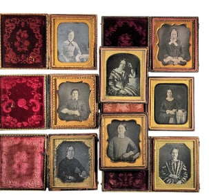 EIGHT SIXTH PLATE DAGUERREOTYPES OF YOUNG WOMEN