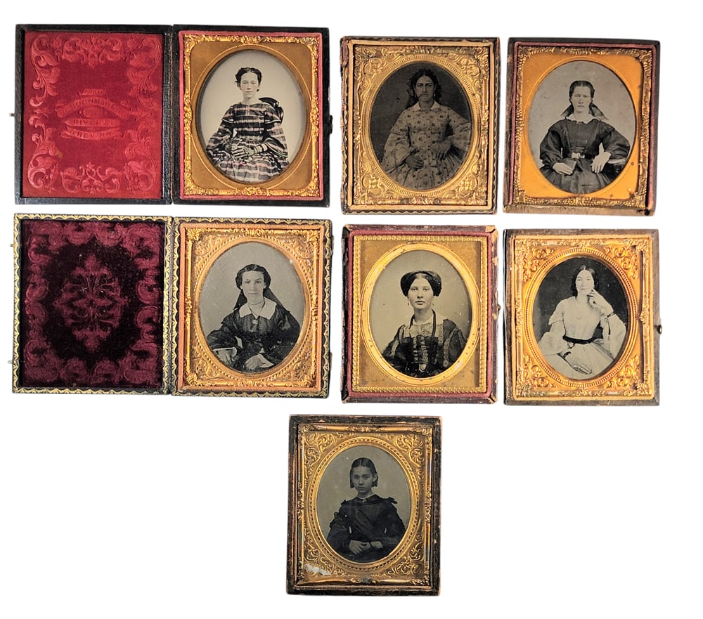 SEVEN PHOTOGRAPHS OF YOUNG WOMEN: Includes ambrotypes and tintypes. Provenance: The Collection of Dr. Virginia Gunn, Wooster, Ohio.