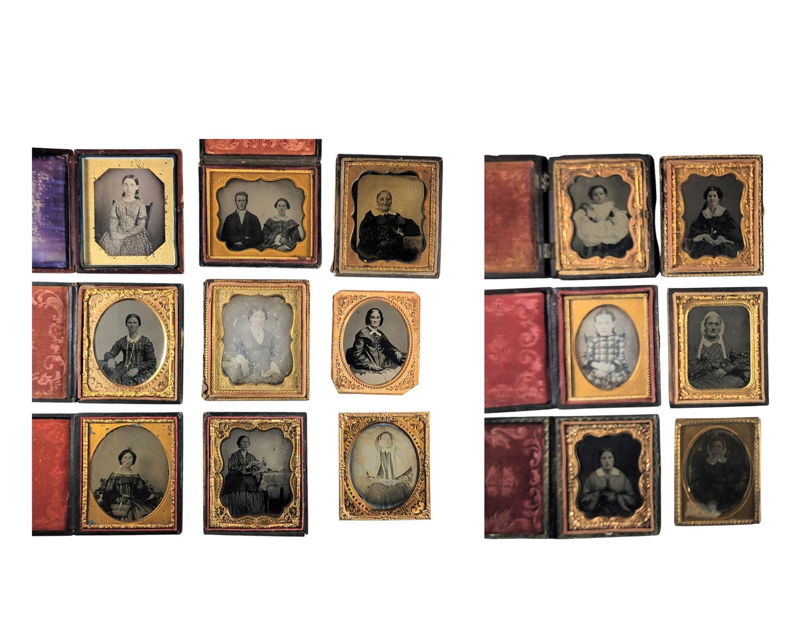 FIFTEEN PHOTOGRAPHS OF WOMEN AND CHILDREN: Includes daguerreotypes, ambrotypes, and tintypes; nine are sixth plate and six are ninth plate. Provenance: The Collection of Dr. Virginia Gunn, Wooster, Ohio.