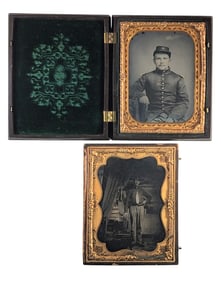 TWO QUARTER PLATE MILITARY PHOTOGRAPHS