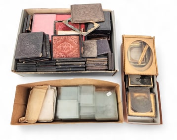 LARGE COLLECTION OF PHOTOGRAPH CASES AND PARTS