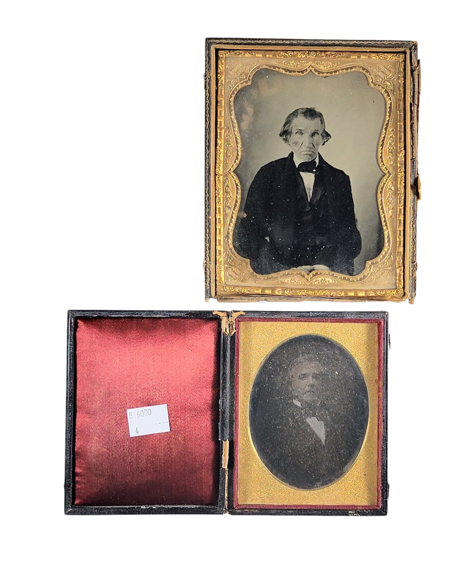 TWO EARLY PHOTOGRAPHS OF GENTLEMEN: Includes a half plate ambrotype of Dwight Ruggles Perry; together with a quarter plate daguerreotype of a man in a black suit. Provenance: private collection.