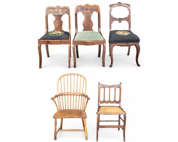 FIVE ANTIQUE CHAIRS