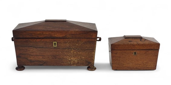 TWO ENGLISH TEA CADDIES