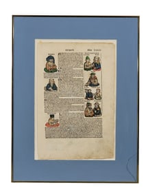 HANDCOLORED LEAF FROM THE NUREMBERG CHRONICLE