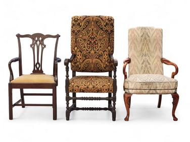 THREE ANTIQUE-STYLE CHAIRS
