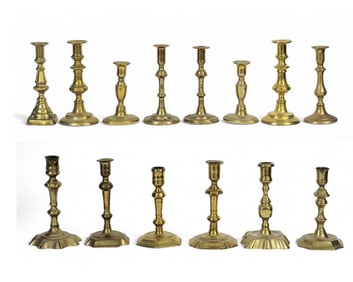 COLLECTION OF BRASS CANDLESTICKS