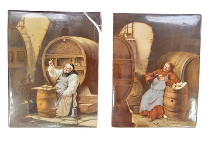 TWO HANDPAINTED TILES