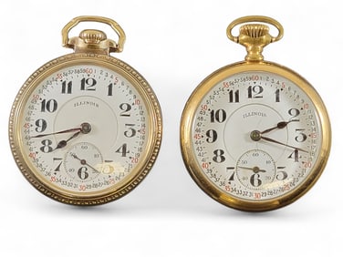 TWO ILLINOIS OPEN-FACE POCKET WATCHES