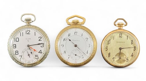 THREE OPEN-FACE POCKET WATCHES