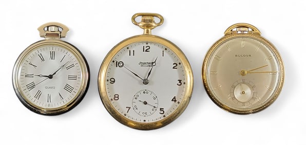 THREE OPEN-FACE POCKET WATCHES