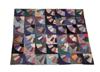 OHIO CRAZY QUILT WITH EMBROIDERED SIGNATURES