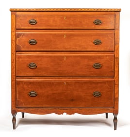 INLAID SHERATON CHEST OF DRAWERS