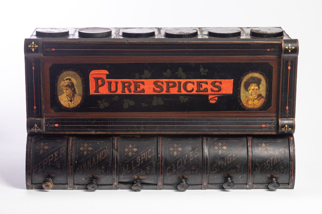 GENERAL STORE TOLE-DECORATED SPICE CABINET (1 of 7)