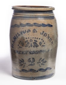 TWO-GALLON GREENSBORO STONEWARE JAR