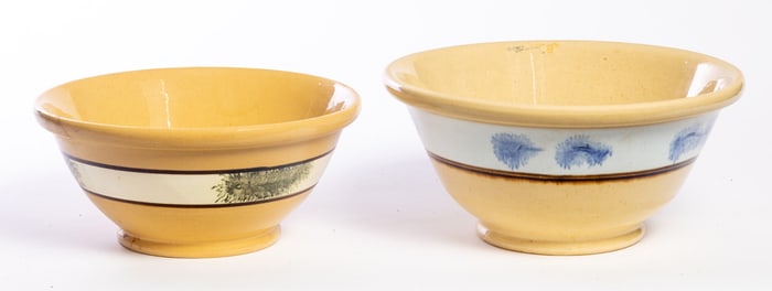 TWO YELLOW WARE BOWLS