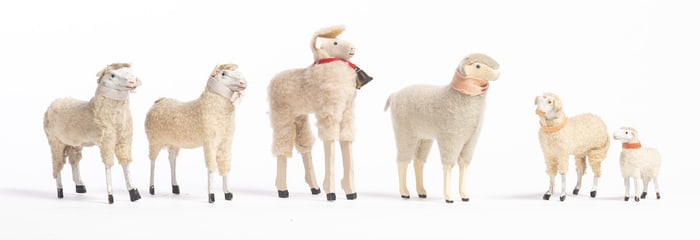 SIX PUTZ SHEEP