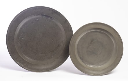 TWO PEWTER CHARGERS