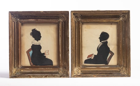 PAIR OF DECORATED SILHOUETTES