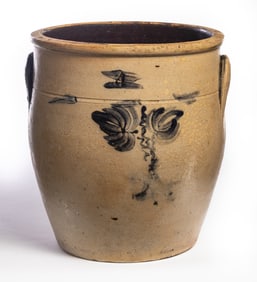 COBALT-DECORATED STONEWARE CROCK