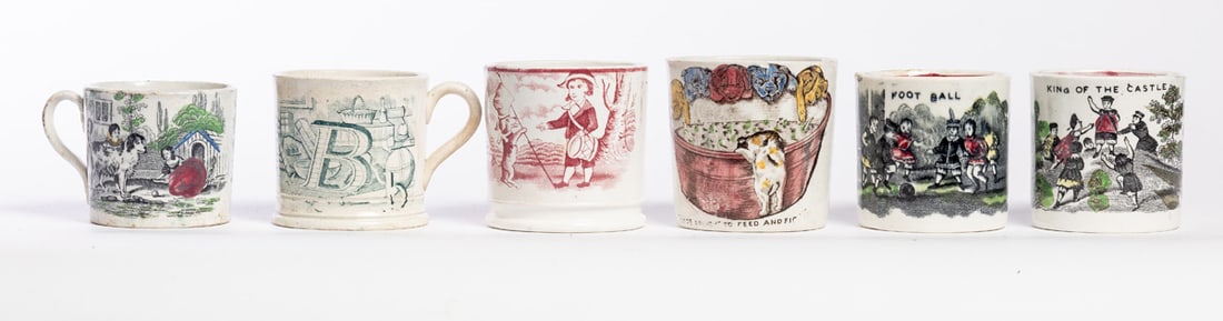 SIX STAFFORDSHIRE CHILD'S MUGS (1 of 5)