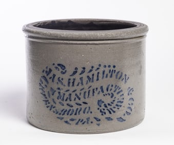 JAMES HAMILTON STONEWARE BUTTER CROCK
