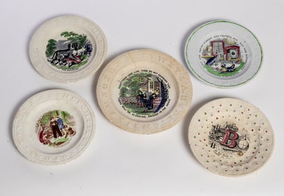 FIVE CHILD'S ABC PLATES