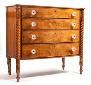 CARVED SHERATON CHEST OF DRAWERS