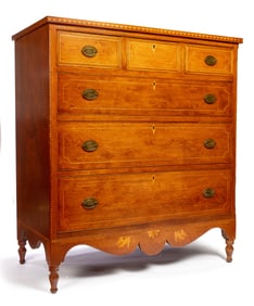 INLAID SHERATON CHEST OF DRAWERS