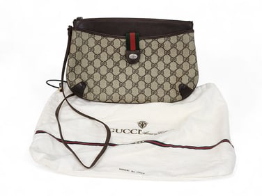 VINTAGE GUCCI GG LEATHER SHOULDER BAG