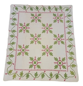 WAYNE COUNTY, OHIO OAK LEAF APPLIQUE QUILT