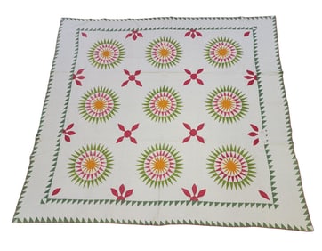 OHIO SUNBURST APPLIQUE QUILT