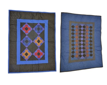 TWO WAYNE COUNTY, OHIO AMISH  PIECED QUILTS