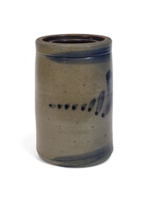 COBALT-DECORATED STONEWARE WAX SEALER JAR