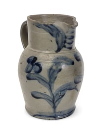 COBALT DECORATED STONEWARE PITCHER