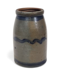 STONEWARE WAX SEALER WITH COBALT STRIPES