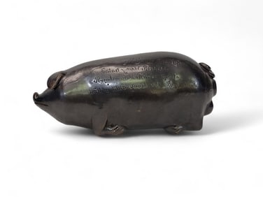 ANNA POTTERY STONEWARE RAILROAD PIG FLASK