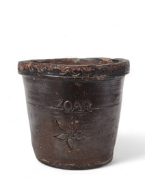 ZOAR, OHIO REDWARE FLOWER POT