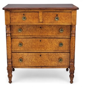 FIGURED MAPLE CHILD'S CHEST OF DRAWERS