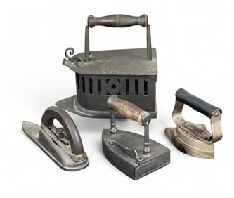 FOUR ANTIQUE IRONS