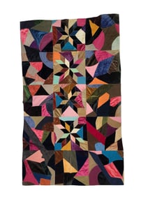 VELVET CRAZY QUILT WITH STARS