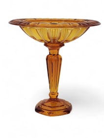 LARGE AMBER GLASS COMPOTE